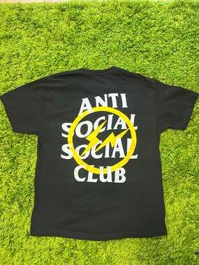 Anti Social Social Club x Fragment Design Yellow Bolt Tee Black